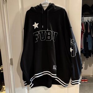 FUBU Black Hoodie with Star Accents